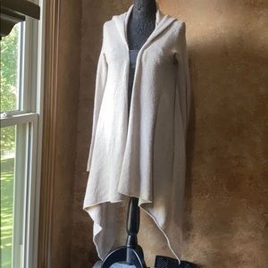 Free People cream long open sweater w/ hood small